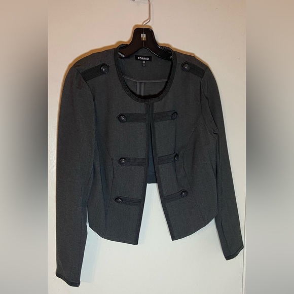 Torrid Charcoal Gray Ponte Fitted Military Jacket - Picture 2 of 7